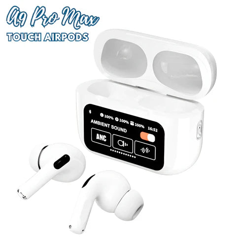 A9 Pro High Quality Sound, ENC Noise Reduction Wireless Airpods 🤩 With Smart Touch Screen Control (🔥BIG SALE - 50% OFF)