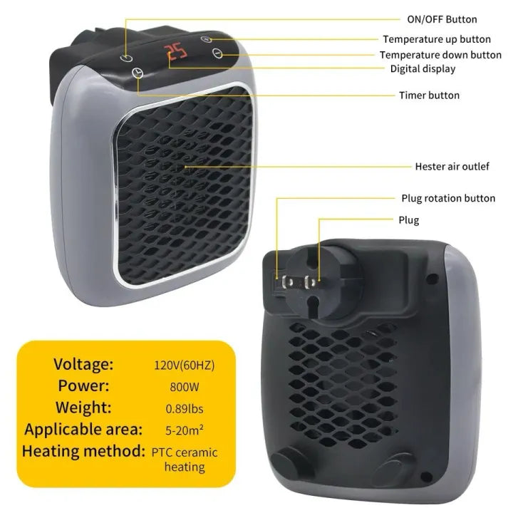 Electric Heater Portable Heater⚡ Plug In Wall Heating 800w Mini Fan Heater Space Heater (💥BIG SALE - 50% OFF)